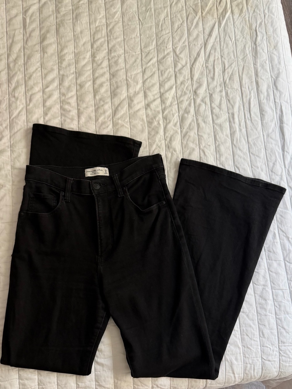 Abercrombie & Fitch Black Flare Boot-Cut Super High Waisted Jeans 28L